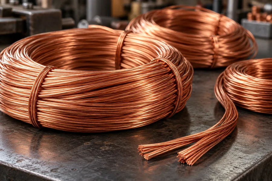 Coiled stranded copper electrical conductors for wire and cable enquiries